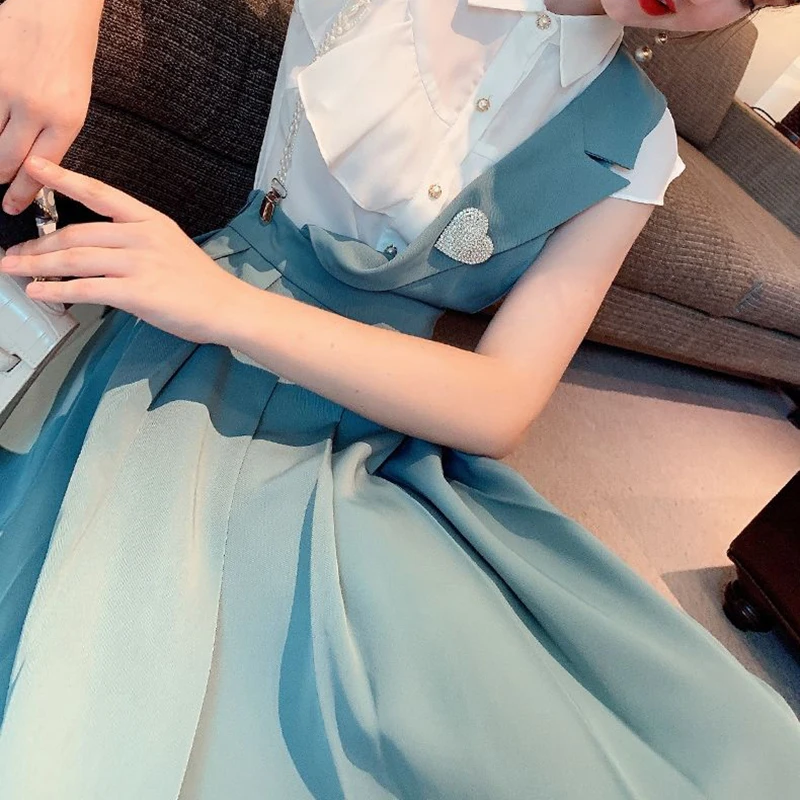 two piece sets womens outifits Suit women's summer 2024 irregular design shirt strap skirt light cooked two-piece suit