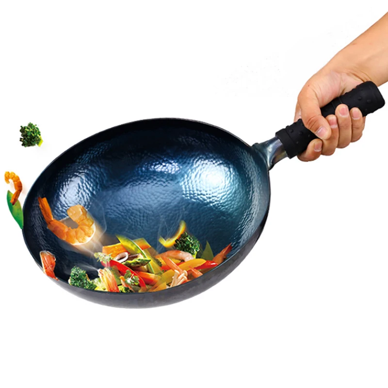 Chinese Traditional Wok,Handmade Wok and Frying Pan Thickened Uncoated Non-stick Pan Multifunctional Kitchen Cooking Pot