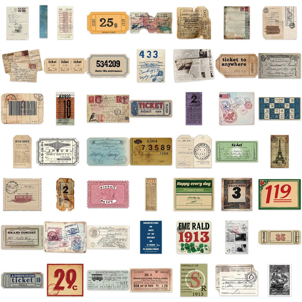 50 STKS Retro Design Stempel Decoratie Stickers DIY Plakboek Telefoon Case Laptop Tablet Speelgoed Decoratie Stickers