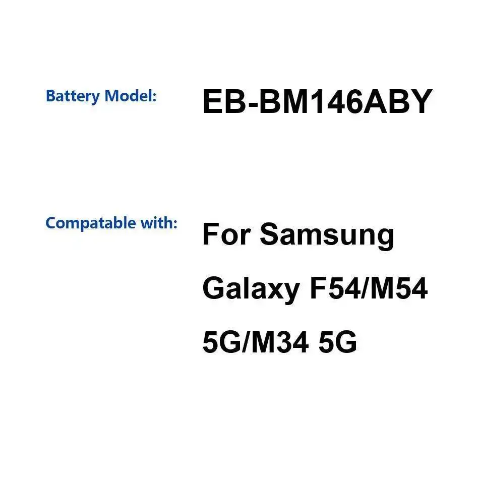 

For Samsung Galaxy F54 M54 5G M34 Mobile Phone Battery EB-BM146ABY High Performance 6000Mah Long-Lasting