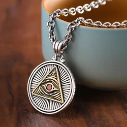 Triangle Eye Eye of Horus Pendant with Stainless Steel Chain Eye of God Necklace Men's Fashion Street Jewelry Accessories