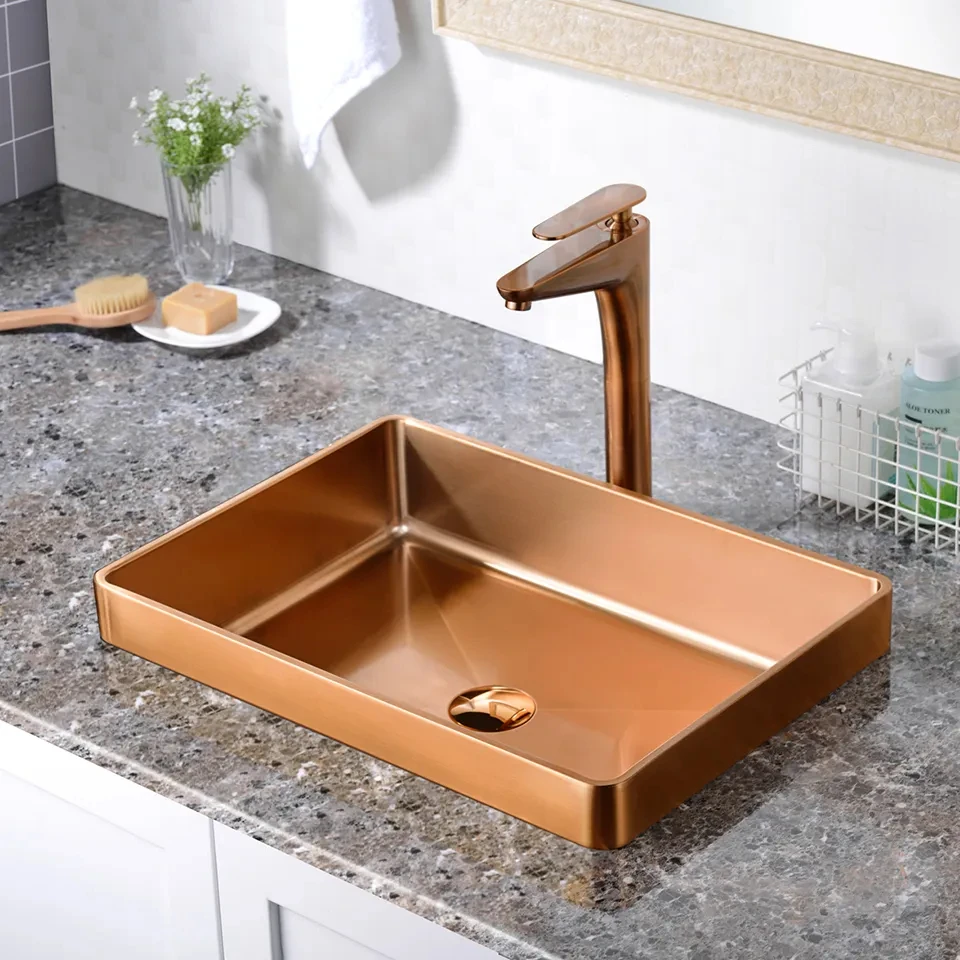 

Luxurious Artistic 304 Stainless Steel Hammered Wash Basin Golden Bathroom Sink