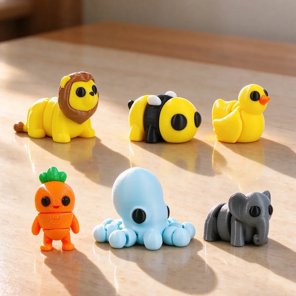 Cute Animal Figurine 20Pcs 3D Printed Toys, Multi Joint Small Animals, Multi-color Movable Creative Ornaments Wholesale