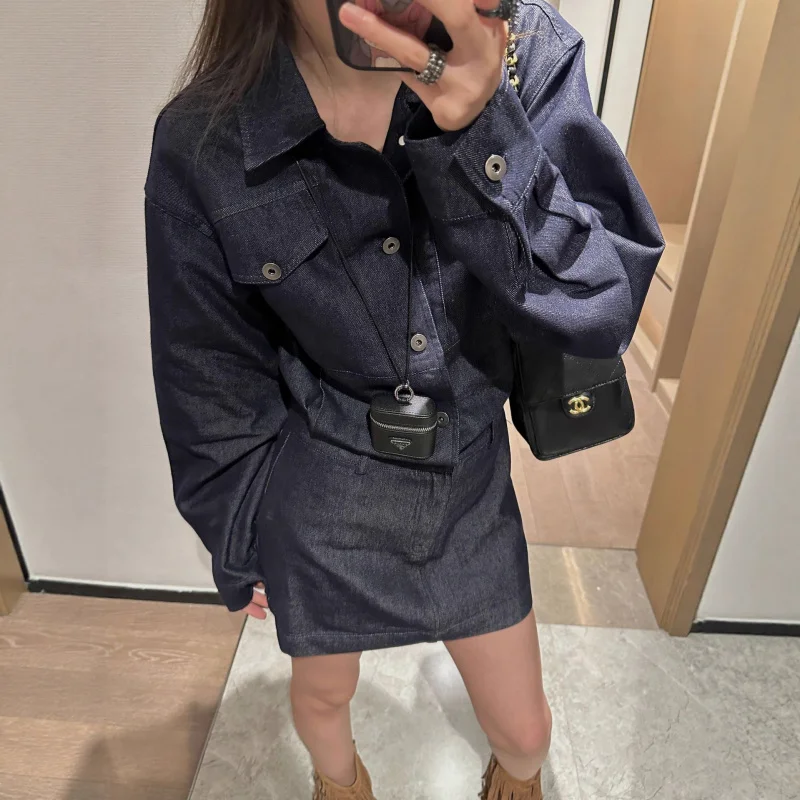 

Женское стираное платье-рубашка, осеннее винтажное короткое платье с миниатюрными фигурками, утягивающее платье с застежкой на талии, новый стиль