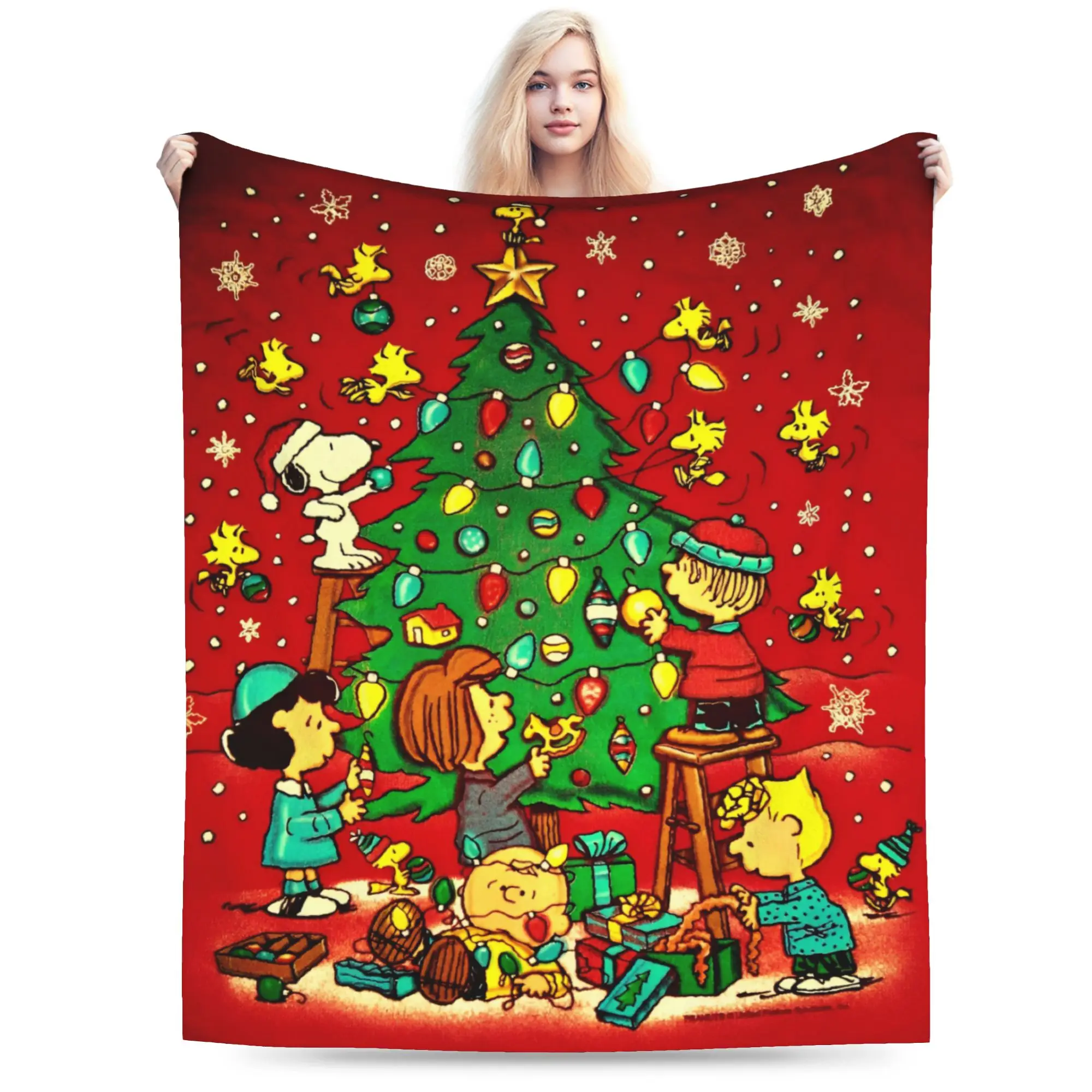 Warm Soft Blanket Kids Decorative Snoopys christmas Cartoon Throw Blanket  Flannel Bedspread For Living Room Sofa Bed Cover