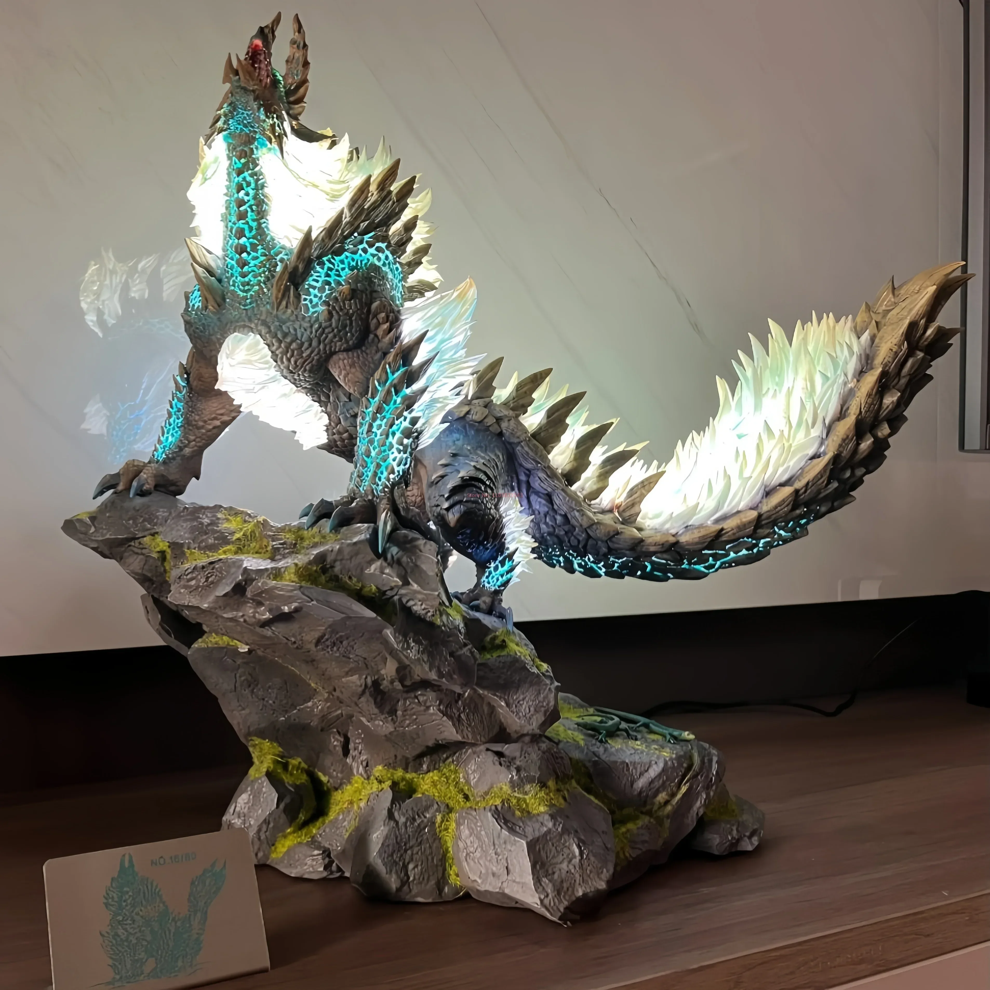 Monster Hunter World Thunder Wolf Dragon Luminous Scene Figure Anime Statue Ornament Gk Game Monster Oversized Model Boys Gift