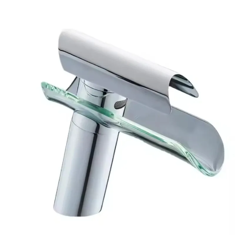 

Modern Single-Handle Basin Faucet Countertop-Mounted with Single-Hole Fixture Hot Cold Water Ceramic Valve Core