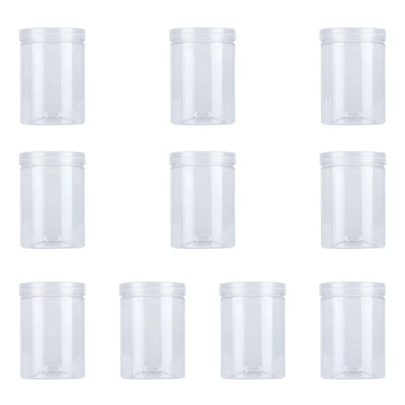

AB33-10 Pcs 500Ml Food Jar Sealed Transparent Plastic Kitchen Can Snacks Containers With Lid For Candy Cookies Scented Tea