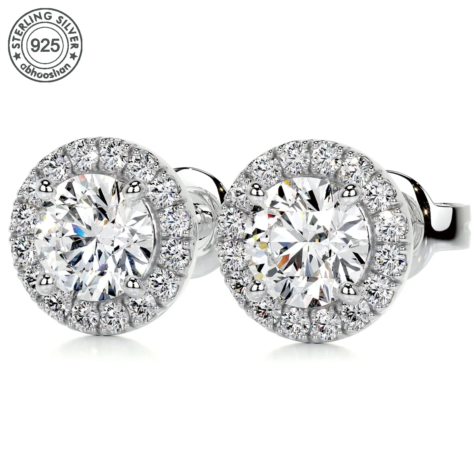 

925 Silver, Moissanite Threaded Earrings, Men's Earrings, Women's Earrings, set with 0.5ct Moissanite, simple niche style, suita