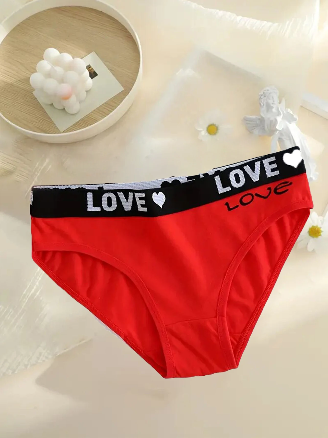 กางเกงในพิมพ์ลายตัวอักษร 5 ชิ้น, กางเกงชั้นในสตรียืดสบายและระบายอากาศได้, ชุดชั้นในสตรีและชุดชั้นใน