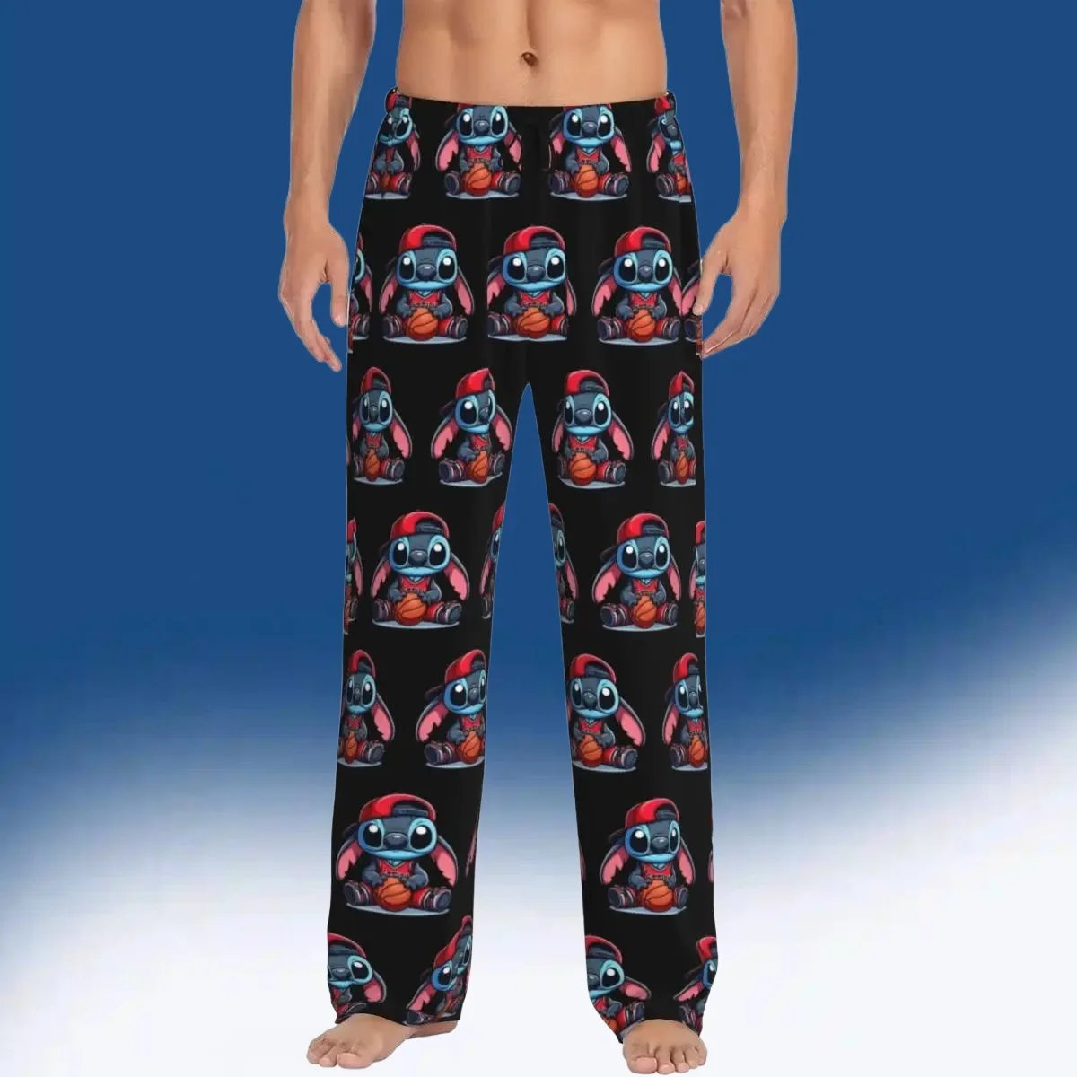 

2025 NEW Custom Men Stitch Pajama Pants Printed Dubbed Animated Film Sleep Sleepwear Bottoms with Pockets