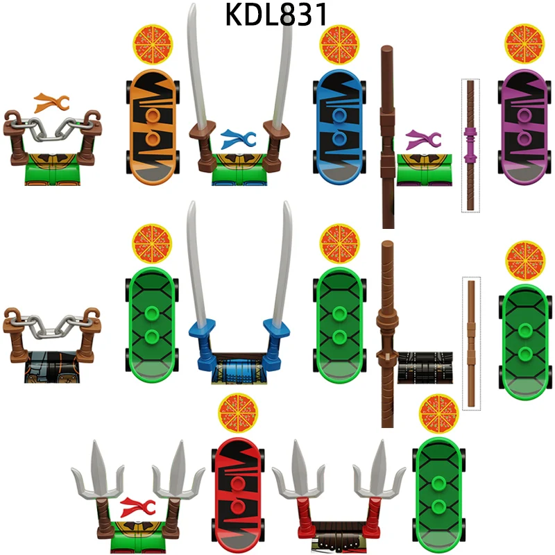 The Action Figures Sai Knife Stick Nunchakus Weapons Pants Hair Parts Model Blocks MOC Bricks Set Gifts Toys For Children KDL831