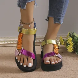 New Summer Women Sandals Color Flat Casual Light Shoes for Ladies Fashion 2025 Outdoor Beach Casual Sandals Zapatillas Mujer