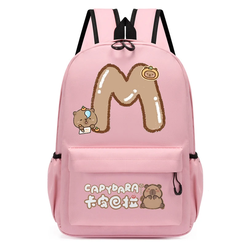 A-Z Alphabet Capybara Anime School Bag Backpack Back Pack Cartoon School Bags Kids Satchels Kindergarten Bookbag Child Mochila