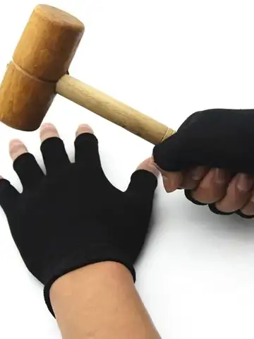 1 Pair of Black Wear-resistant Work Gloves for Women and Men Knitted Breathable Elastic Outdoor Protective Gloves