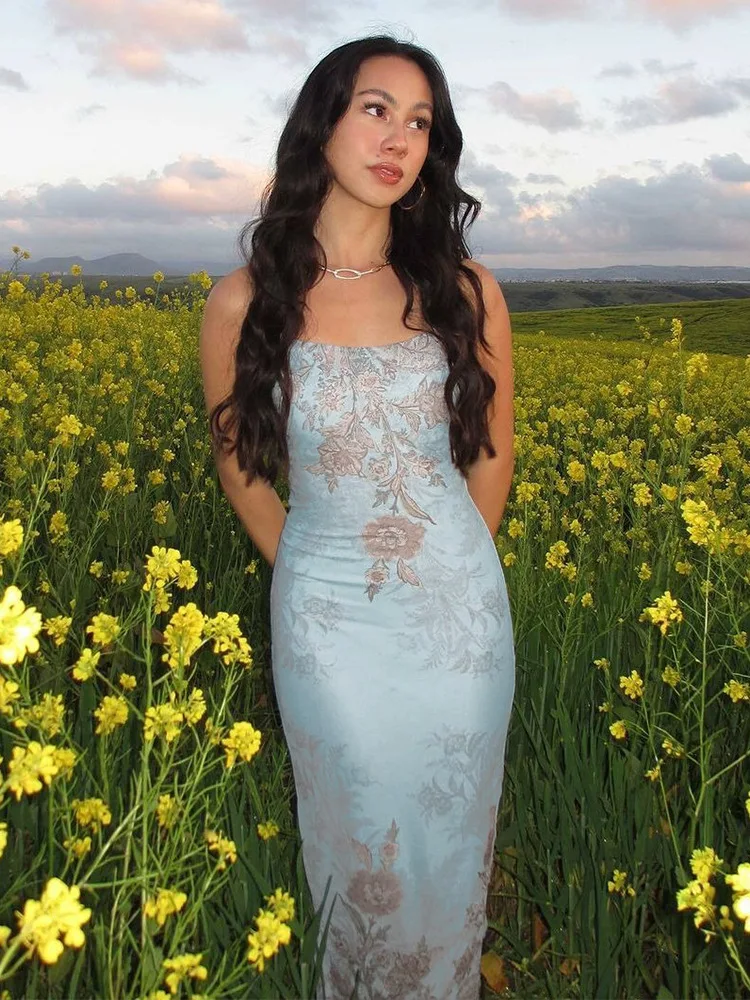 

Women Dress Set Strapless Bodycon Crop Top and Maxi Skirt Set Formal Wedding Guest Party Vacation style slim fit printed lace up