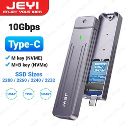 JEYI Caja NVMe M.2 de conexión directa, enchufe USB-A USB 3,2 10Gbps en línea de aluminio 2242 2280 SSD con funda protectora magnética