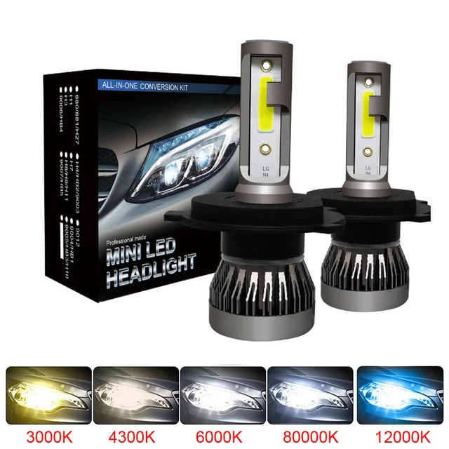 2szt LED H4 H7 Reflektor samochodowy H1 Żarówka LED H8 H11 9005 HB3 9006 HB4 9004 HB1 H3 HB5 H13 Światła LED 20000LM Turbo lampada 12V