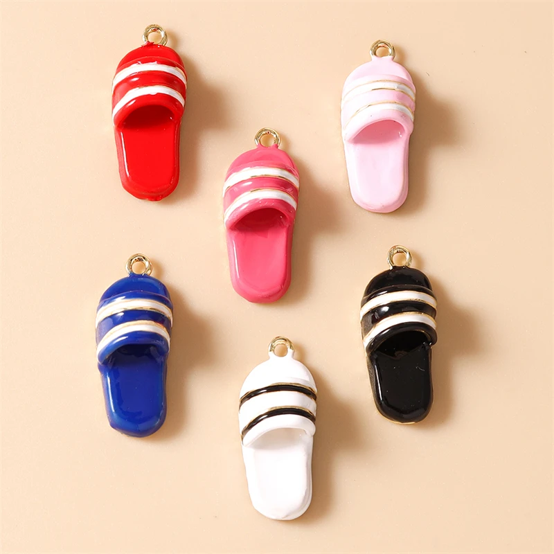 5 Stück 9x20mm Niedliche Bunte Simulations-Slipper-Anhänger für Schmuckherstellung, Halsketten, Ohrringe, Armbänder, DIY-Bastelzubehör – Detail 4