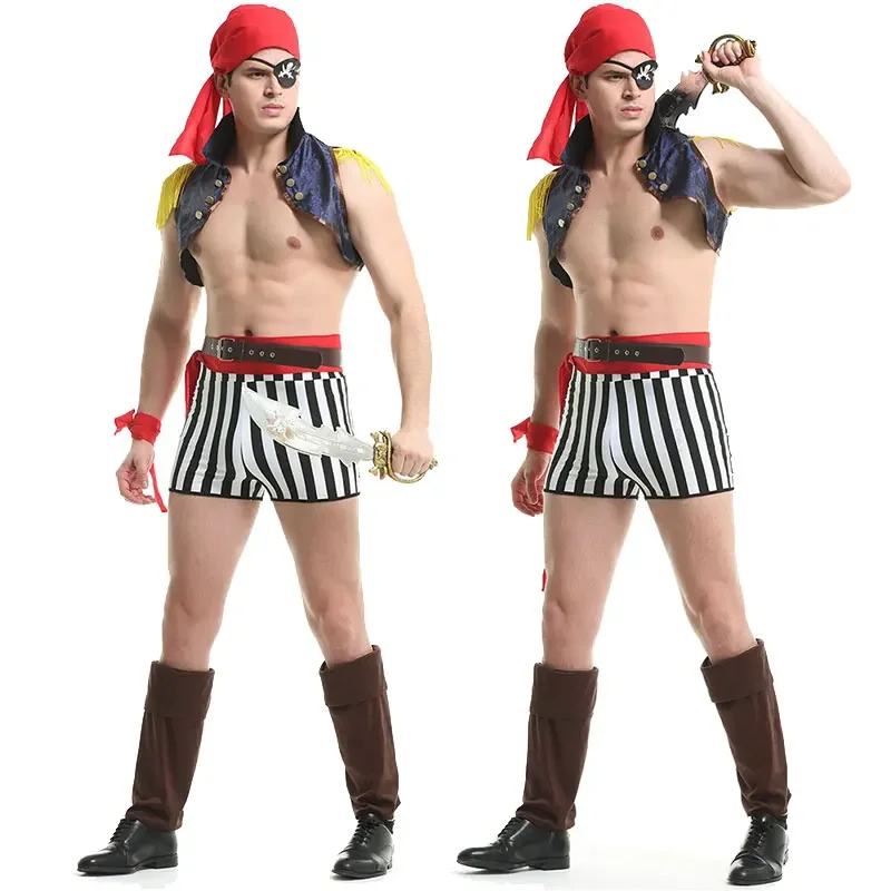 

Halloween Adult Sexy Men's Caribbean Pirates Costume Erotic Temptation Cosplay Nightclub Party Fancy Dress