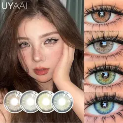 UYAAI 1 Pair Contacts Lenses Russian Girl Pro Series Green Contacts Lenses Bubble Series Big Eyes Yearly Soft Lenses Green Eyes