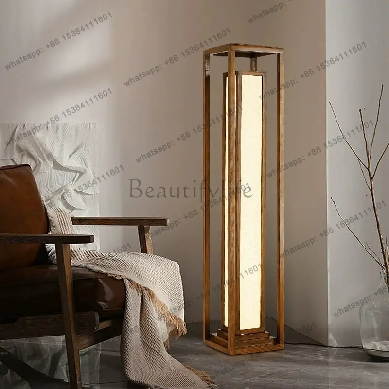 hot Song Dynasty aesthetic floor ornament luminous living room Chinese retro simple wabi sandy wind solid wood decoration