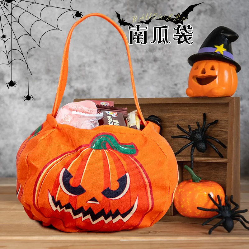 5/10pcs Halloween Pumpkin Candy Bag Non Woven Portable Candy Basket Trick Or Treat Kids Gift Packaging Halloween Party Supplies