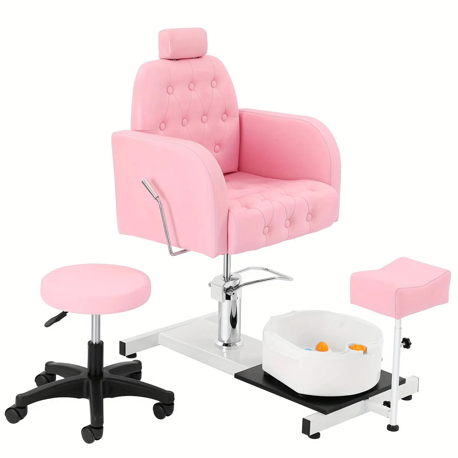 Foot SPA Chair Sofa with Foot Bath Basin Pedicure Hydraulic Lifting 360° Rotation Nail Salon Furniture