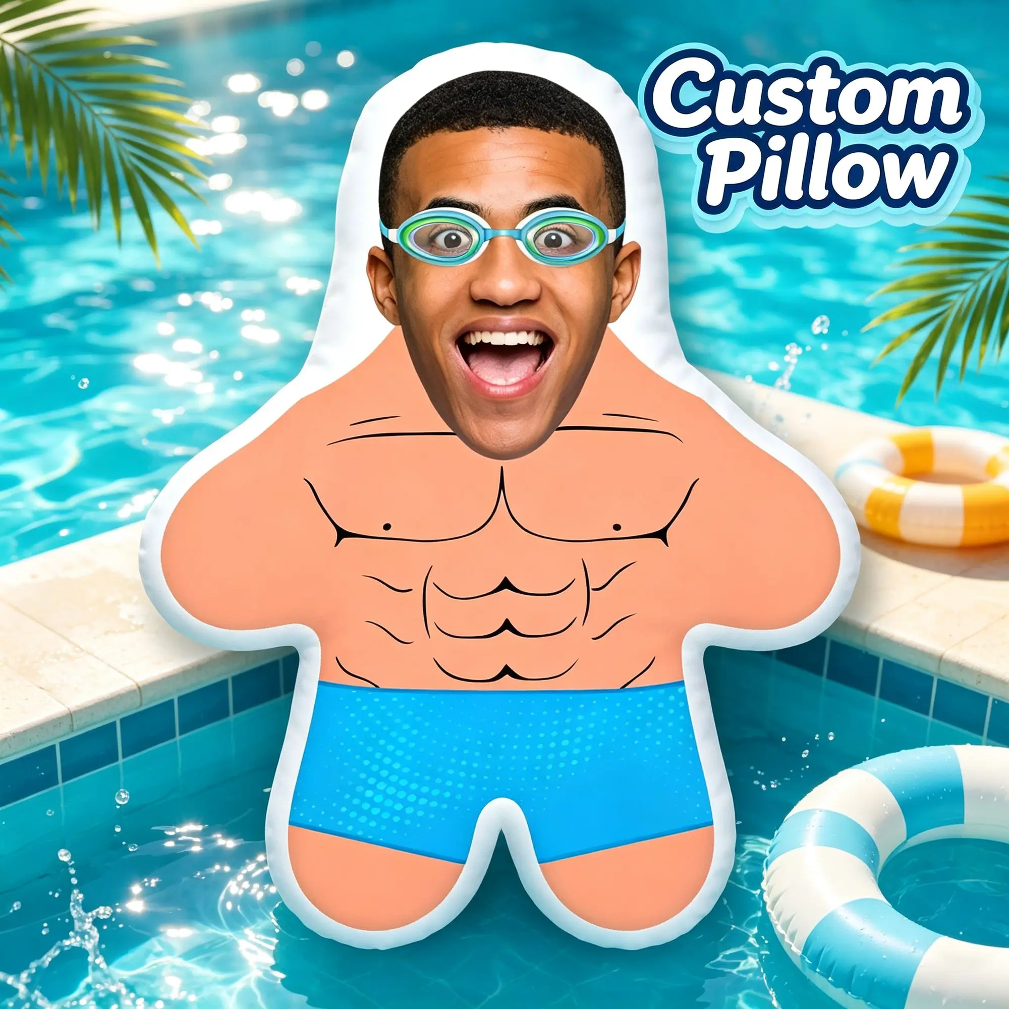Customized Men's Professional Swimmer Face Stuffed Throw Pillow  Velvet Pillows and Cushions Funny Cushion for Bedroom Bed