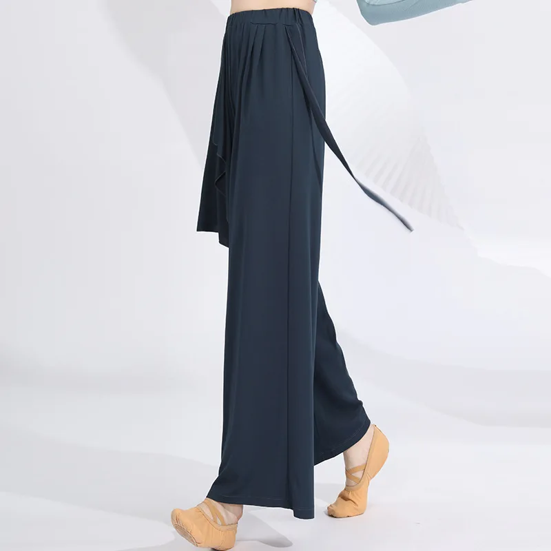 Pantaloni eleganti per la pratica della danza moderna per bambini adulti danza classica cinese abbigliamento per il corpo abiti da ballo streamer pantaloni a gamba larga