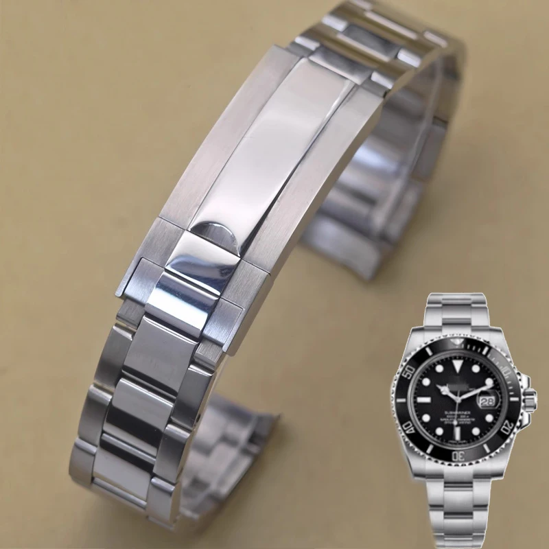 سوار ساعة رولكس دايتونا GMT الغواصة إكسسوارات ساعات حزام معدني 904 سوار ساعة من الفولاذ المقاوم للصدأ 20 مللي متر 21 مللي متر