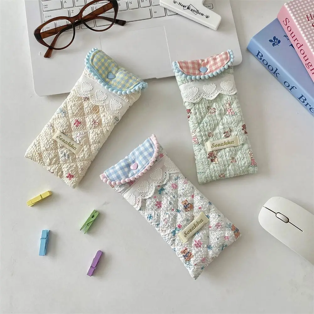

New Cartoon Pattern Glasses Storage Bag Dustproof with button Sunglasses Case Gift Anti Pressure Glasses Protective Cover Travel