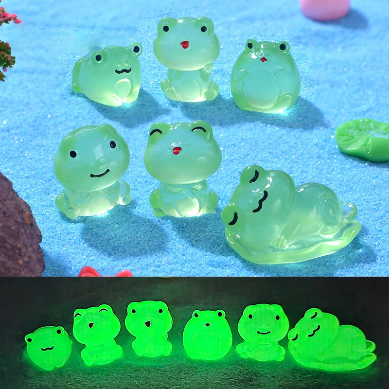 Luminous Cute Frog Ornament Pendant Stereoscopic Micro Garden Landscape Decorations Resin DIY Car Accessory