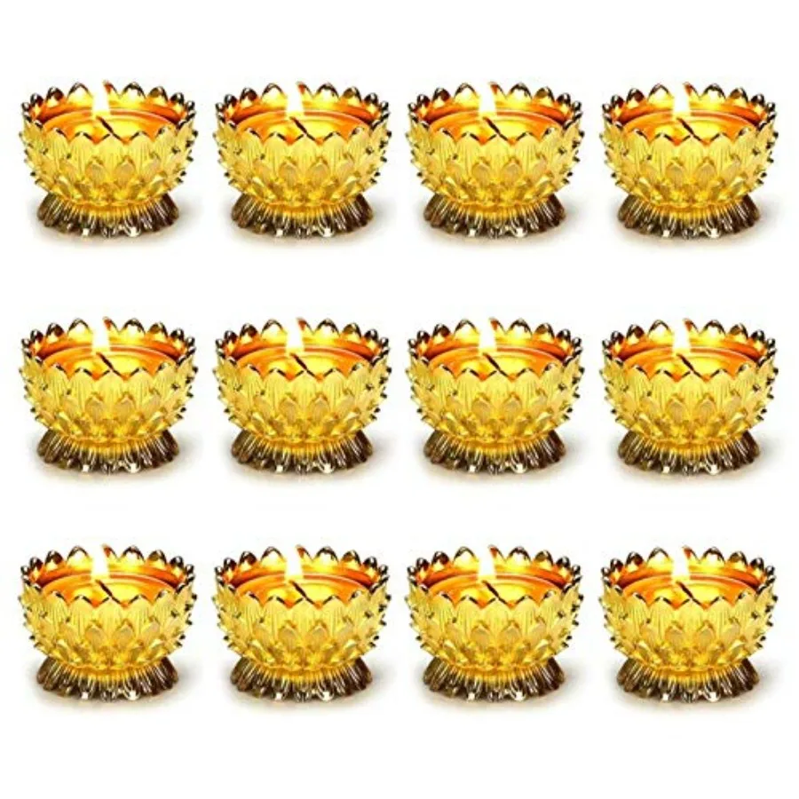 

Набор из 12 медных подсвечников для гхи в форме лотоса, тибетские масляные лампы, золотые, для алтаря