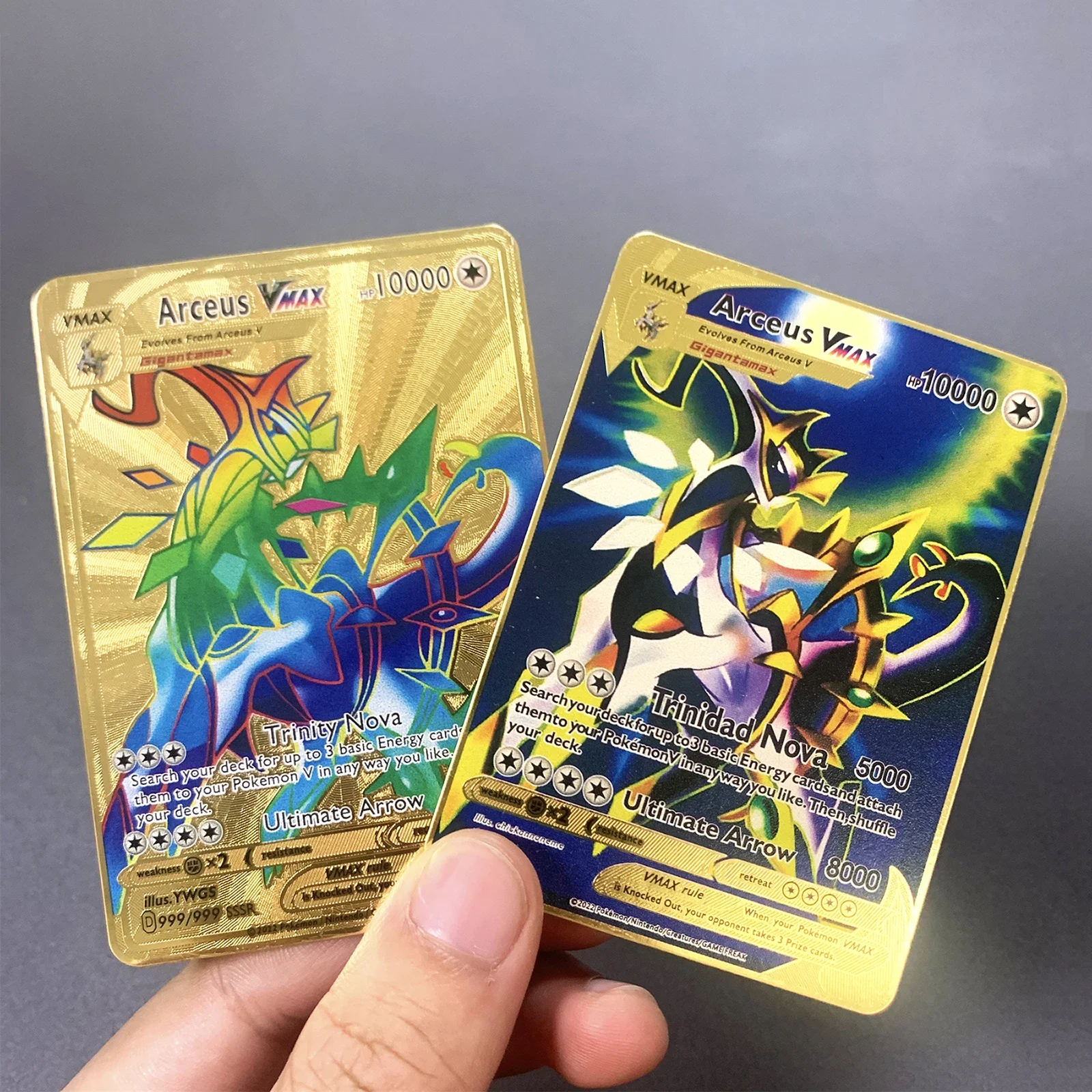 10000 Point Arceus Vmax Gx Pokemon Metal Cards Diy Pikachu Charizard Gold Card Limited Edition Kids Game Collection Cards Gift