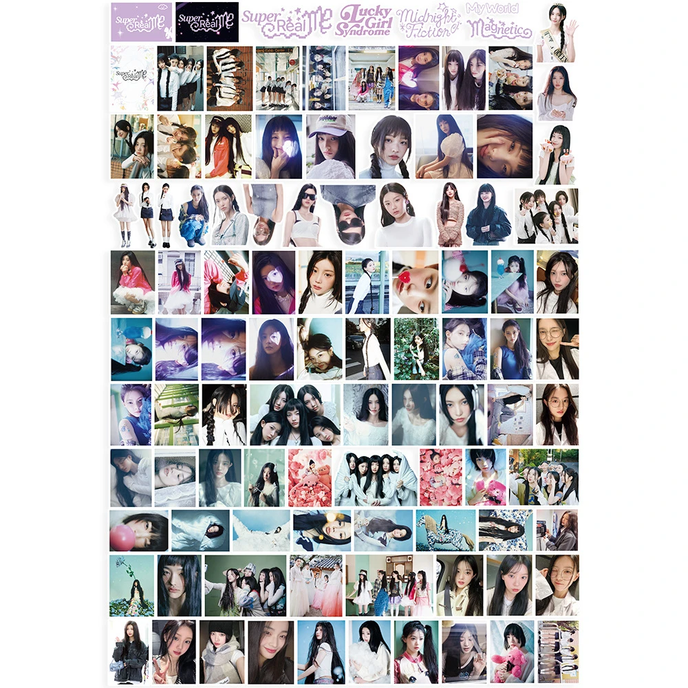 KPOP ILLIT adesivos, Super Real ME, membro do álbum, foto, mala, etiqueta do telefone, MINJU, IROHA, WONHEE, MOKA, YUNAH, fãs presente, 101pcs por