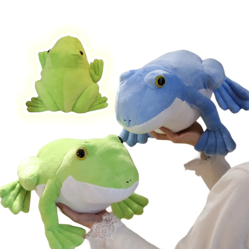 Simulation 32/40CM Bouncing Frog Stuffed Animal Cartoon High Quality Green Blue Animals Super Soft Dolls Birthday Gifts Toys