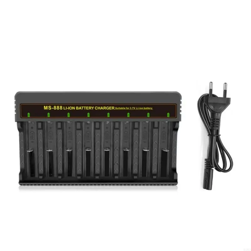 62KA 8-Slot 18650 Battery Charging Dock Adapter AC100-240V INPUT مع مصباح عطل LED لـ 3.7-4.2V 18650/26650/14500