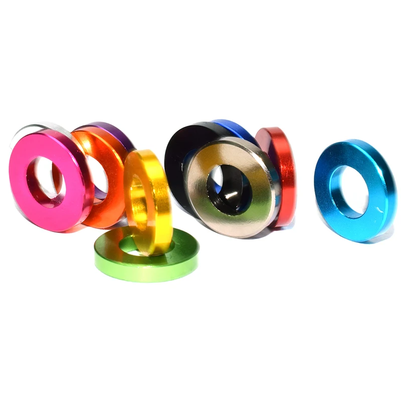 Colored 6061 Aluminum Plain Washers, CNC Machined Shims for RC Models, UAV and Industrial Machinery HHX