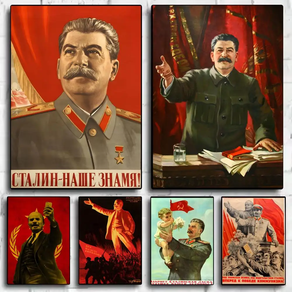 ملصق لينين وستالين ملصق مثالي فني ذاتي اللصق مصمم لمساحات مكتب الطعام المنزلية
