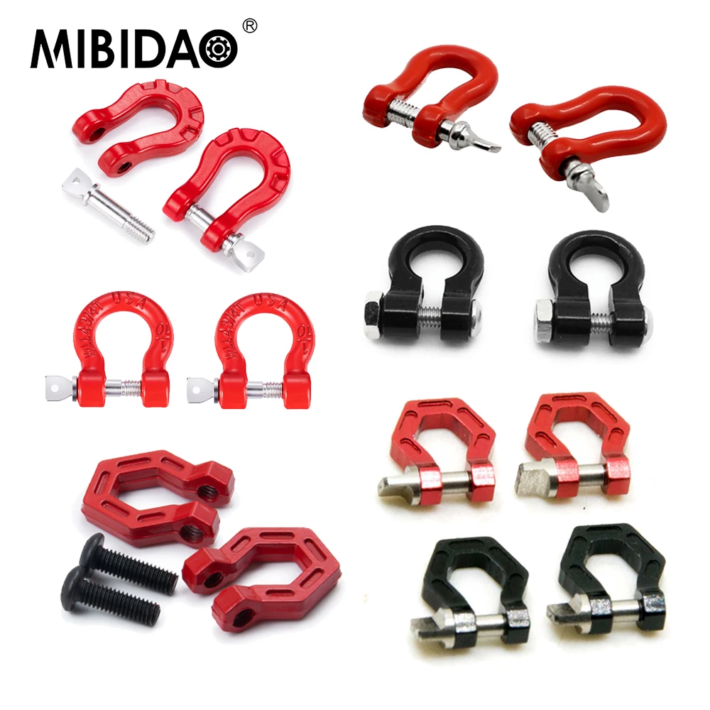 MIBIDAO Aluminum Alloy Simulation U type Trailer Tow Shackles Hook for Axial SCX10 D90 1/10 RC Crawler Car Upgrade Parts