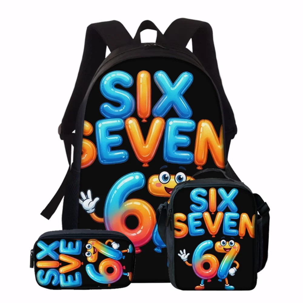 3PCS Numbered 6&7 Pattern Backpack Set | The Perfect Choice for School & Travel