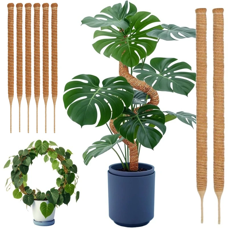 Poste de musgo flexible para plantas, fibra de palma de coco, soporte para plantas Monstera, Coco hecho a mano, escalada, accesorios de jardín DIY