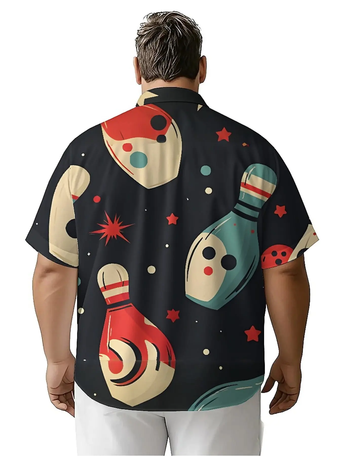 Men's Plus Size Hawaiian ShirtsVintage Bowling Themepattern,Premium Comfort Youth Clothes,Streetwear Y2K Tops