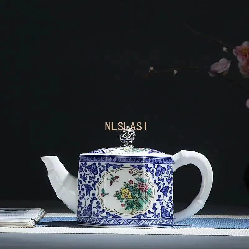 

Jingdezhen Blue and White Porcelain Teapot Puer Tea Service Painted Ceramic Tea Maker Teapots to Boil Water pot Coffee Cups Bar