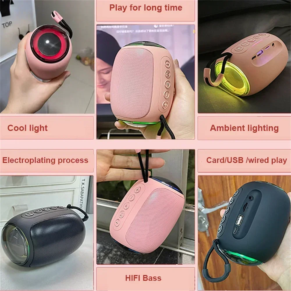 

Powerful Waterproof Portable Bluetooth Speaker Box Outdoor Sound Box Speaker Bluetooth 10W Bass Sound Support TF Card FM Ra Pink