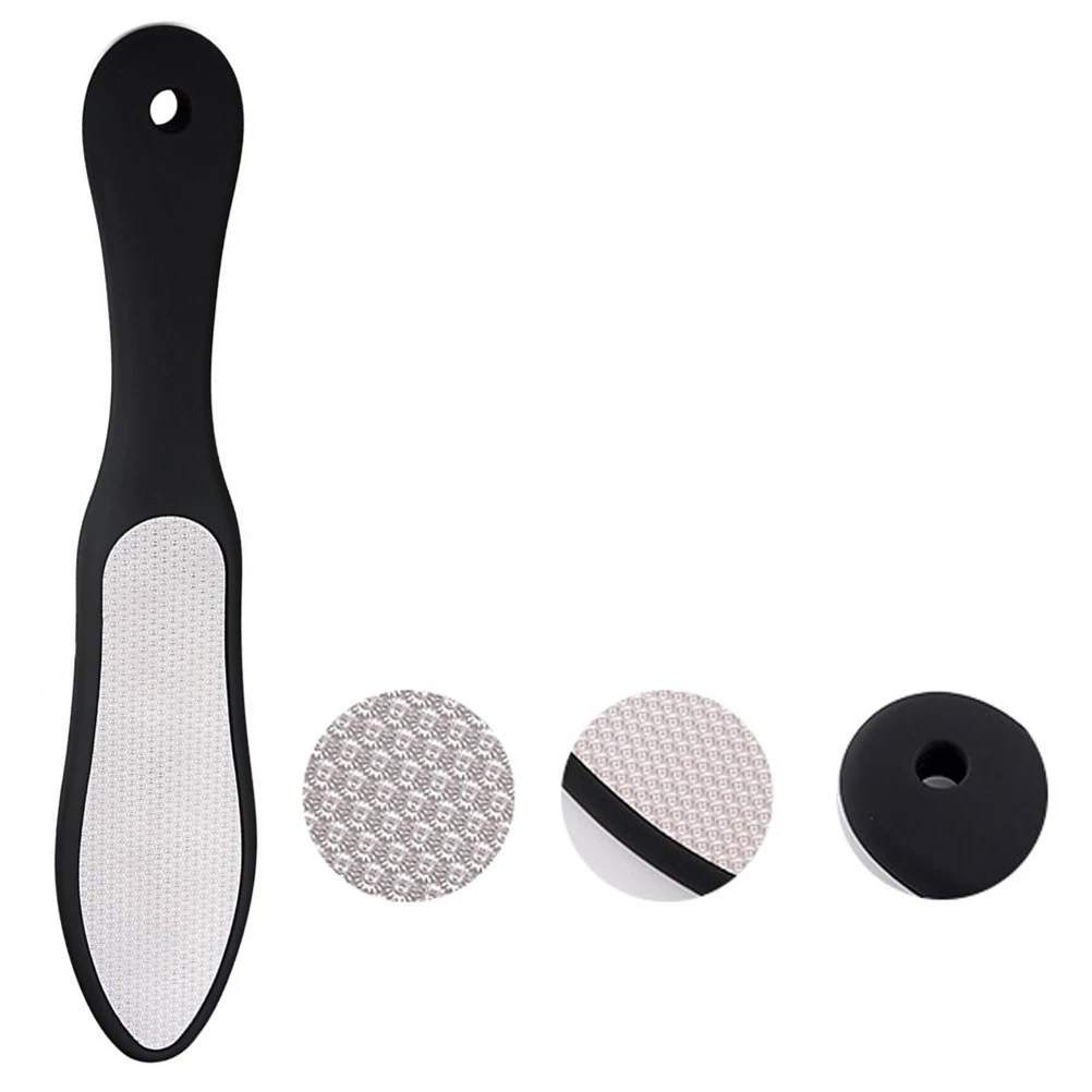 

2pcs Stainless Steel Foot File Callus Remover Double Sided Grinding Pedicure Tool Non Slip Handle Waterproof Washable For Bath