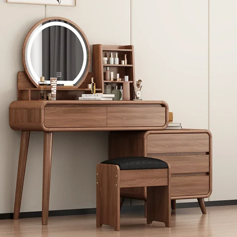 

Brown Storage Vanity Table Organiser Aesthetic Space Saving Modern Makeup Cabinet Drawers Salon Penteadeira Feminina Furniture