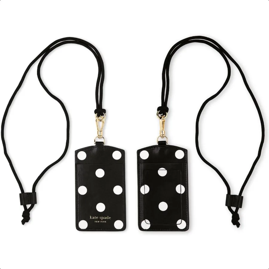 Ausweishalter mit Umhängeband, veganes Leder, schmales Kartenetui, Namensschild-Etui für Arbeit, Schule oder Reisen, Bildpunkt