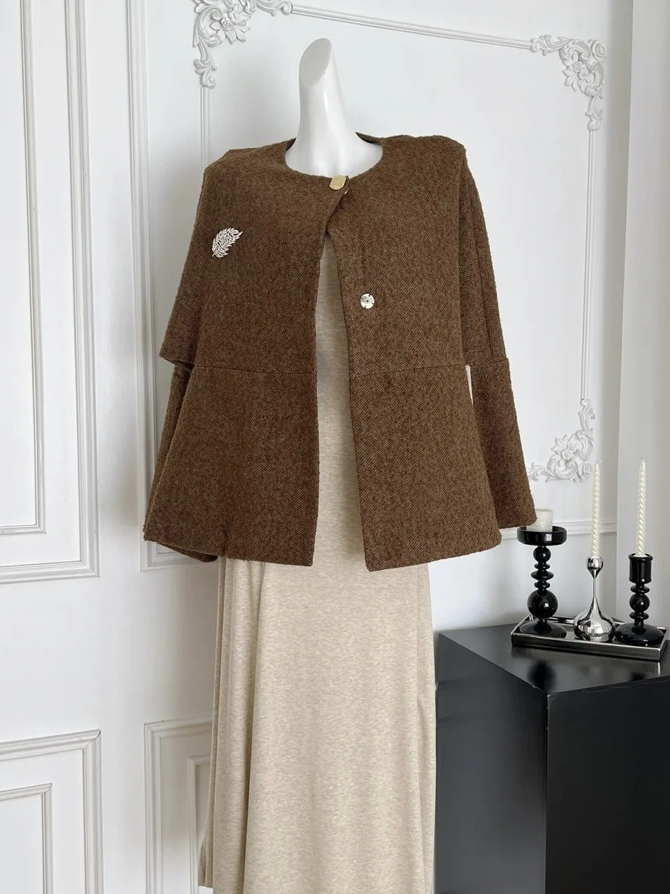 

Женский модный комплект ранней осени Long Sve Dr, подшерстяное платье, верхняя одежда, женский костюм из двух предметов Ele Sle